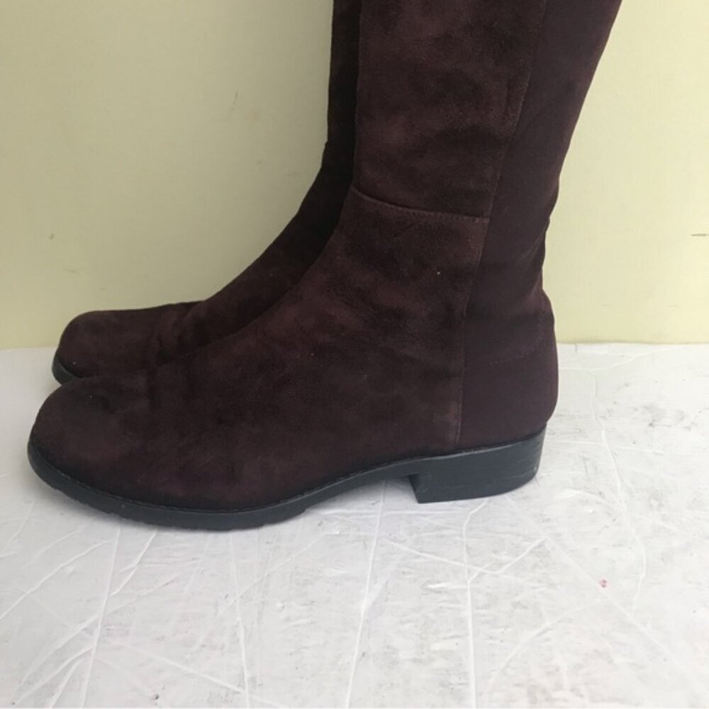 Stuart Weitzman 5050 Suede OverThe Knee Tall Boot Stretch Round Toe Burgundy 5.5 - Picture 10 of 16